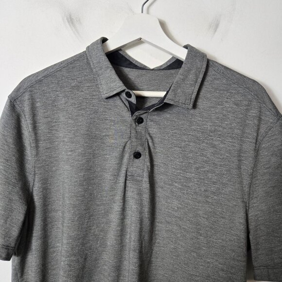 Lululemon Men's Size M Evolution Short Sleeve Polo Shirt Heathered Gray - Picture 3 of 5